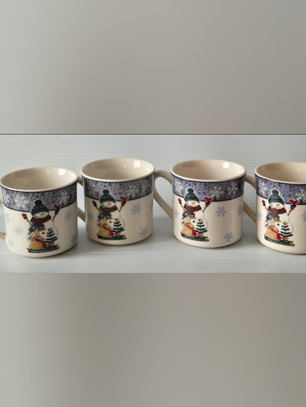 Gibson Set of 4 Snowman Christmas Mugs Winter Holiday Ceramic Cups